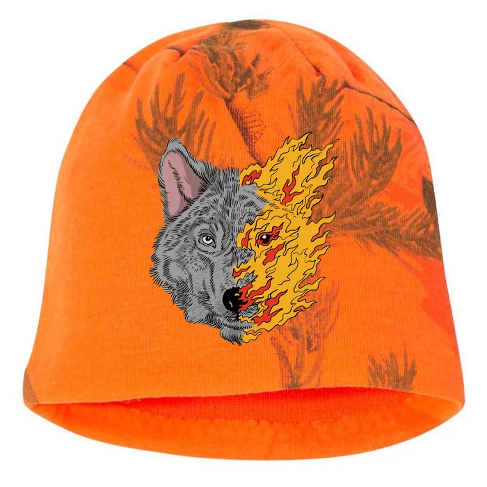 Wolf Face On Fire Kati - Camo Knit Beanie