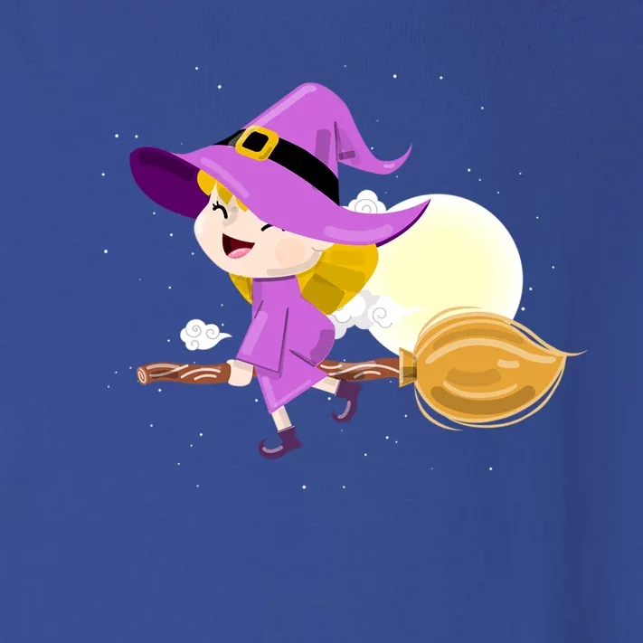 Witch Flying On Broomstick Against Full Moon Light With Star Great Gift Toddler Long Sleeve Shirt