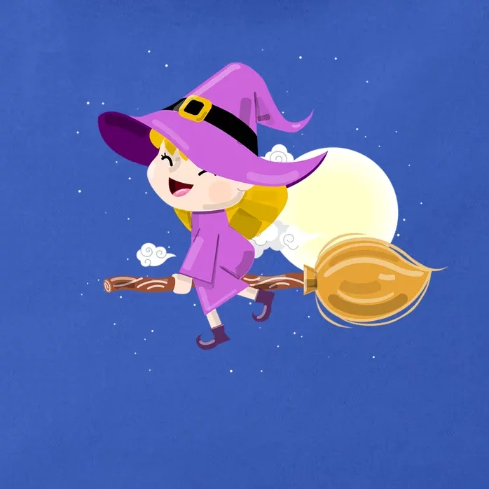 Witch Flying On Broomstick Against Full Moon Light With Star Great Gift Zip Tote Bag