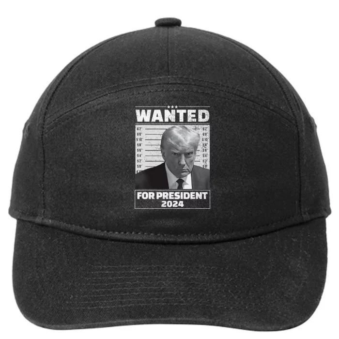 Wanted For President 2024 Trump Mugshot 7-Panel Snapback Hat