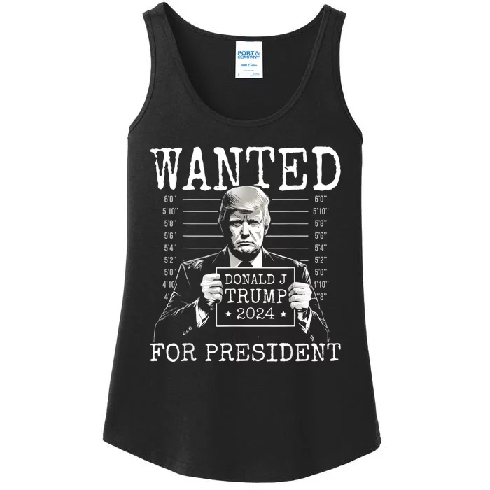 Wanted For President 24 Mugshot Trump Ladies Essential Tank