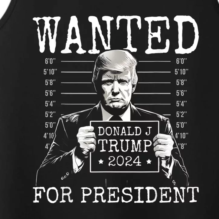 Wanted For President 24 Mugshot Trump Performance Tank