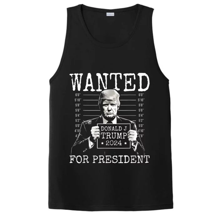 Wanted For President 24 Mugshot Trump Performance Tank