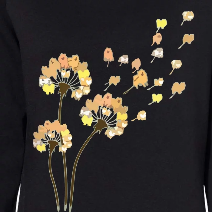 Womens Funny Pomeranian Flower Fly Dandelion Dog Lover Womens California Wash Sweatshirt