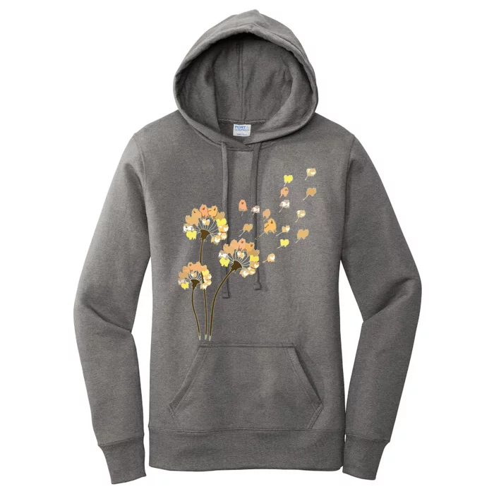 Womens Funny Pomeranian Flower Fly Dandelion Dog Lover Women's Pullover Hoodie