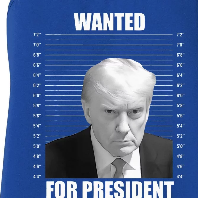 Wanted For President 2024 Trump Mug Shot Never Surrender Women's Racerback Tank