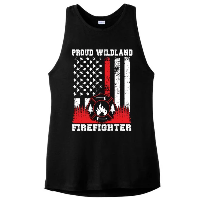 Wildland Firefighter Proud Wildland Fire Gift Ladies Tri-Blend Wicking Tank