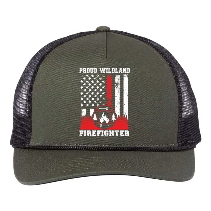 Wildland Firefighter Proud Wildland Fire Gift Retro Rope Trucker Hat Cap