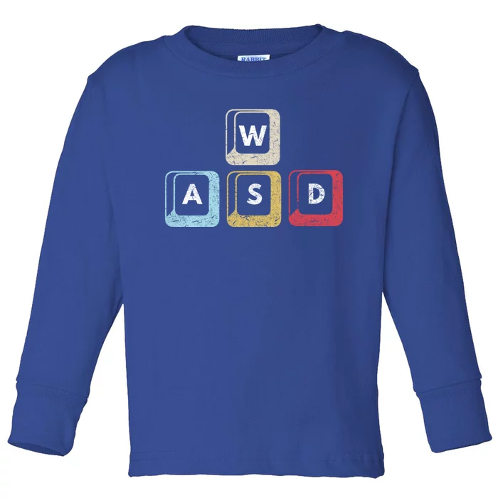 Wasd Funny Pc Video Gamer Wasd Gaming Pc Master Race Great Gift Toddler Long Sleeve Shirt