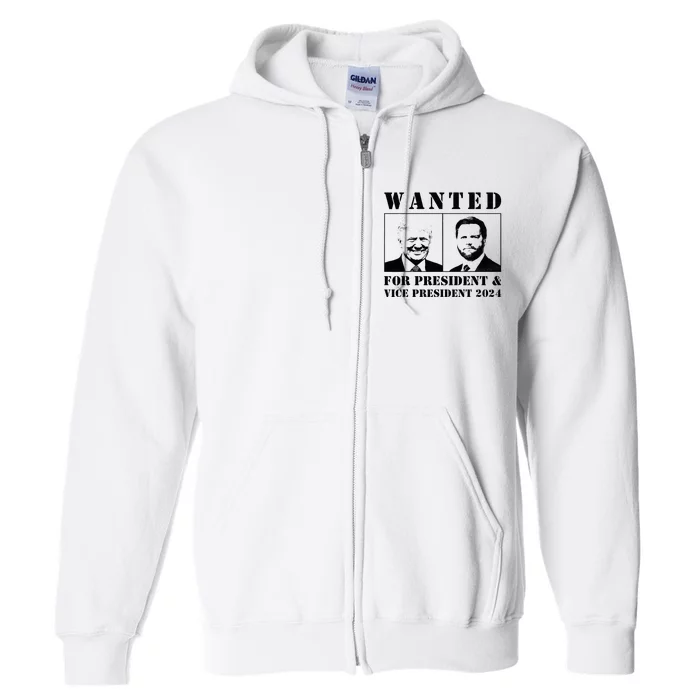 Wanted For President 2024 Trump Mugshot Full Zip Hoodie