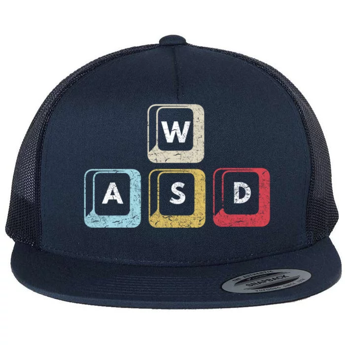 Wasd Funny Pc Video Gamer Wasd Gaming Pc Master Race Gift Flat Bill Trucker Hat