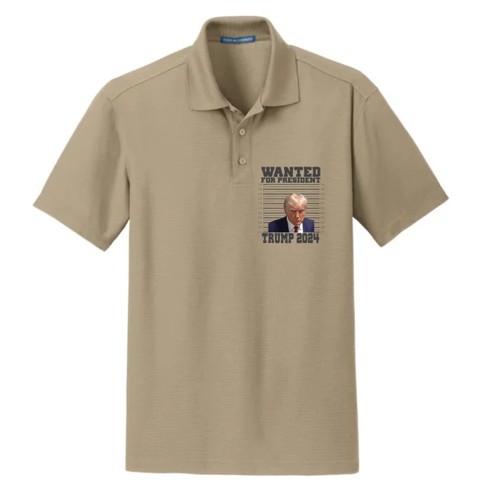 Wanted For President 2024 Trump Mugshot Trump Supporter Dry Zone Grid Performance Polo