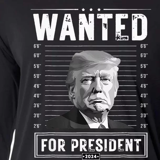 Wanted For President 2024 Donald Trump Never Surrender T Cooling Performance Long Sleeve Crew