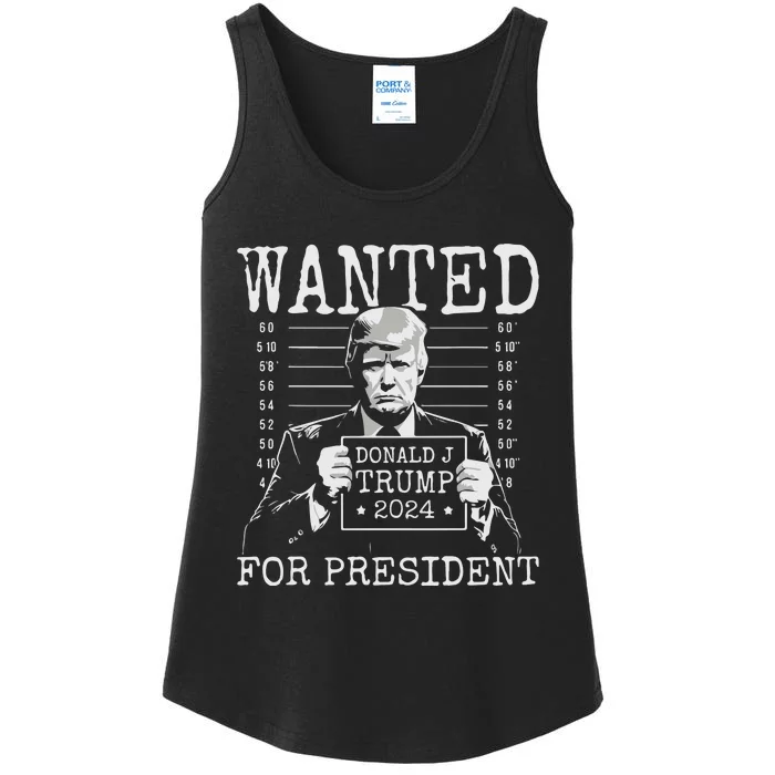 Wanted For President 2024 Donald Trump Ladies Essential Tank