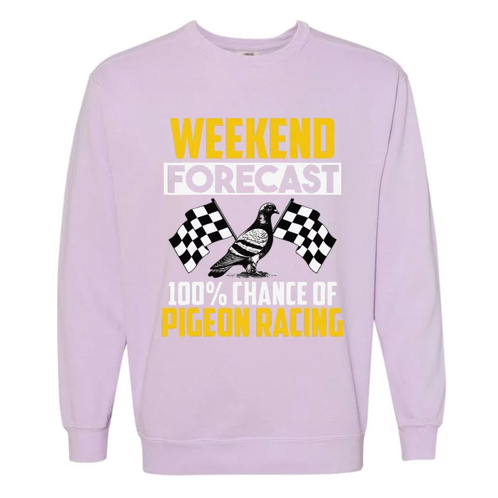 Weekend Forecast Pigeon Racing Animal Bird Pigeons Graphic Garment-Dyed Sweatshirt