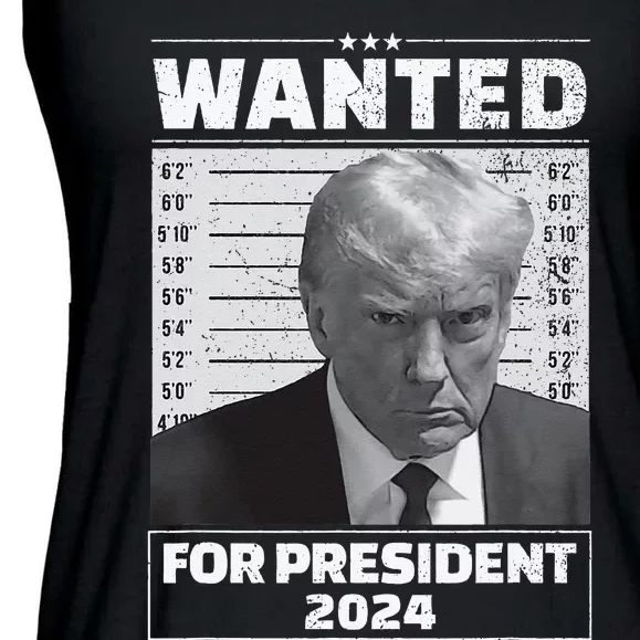 Wanted For President 2024 Trump Mugshot Ladies Essential Flowy Tank