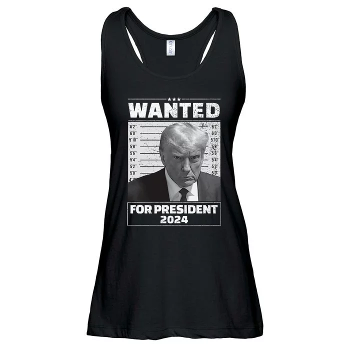 Wanted For President 2024 Trump Mugshot Ladies Essential Flowy Tank