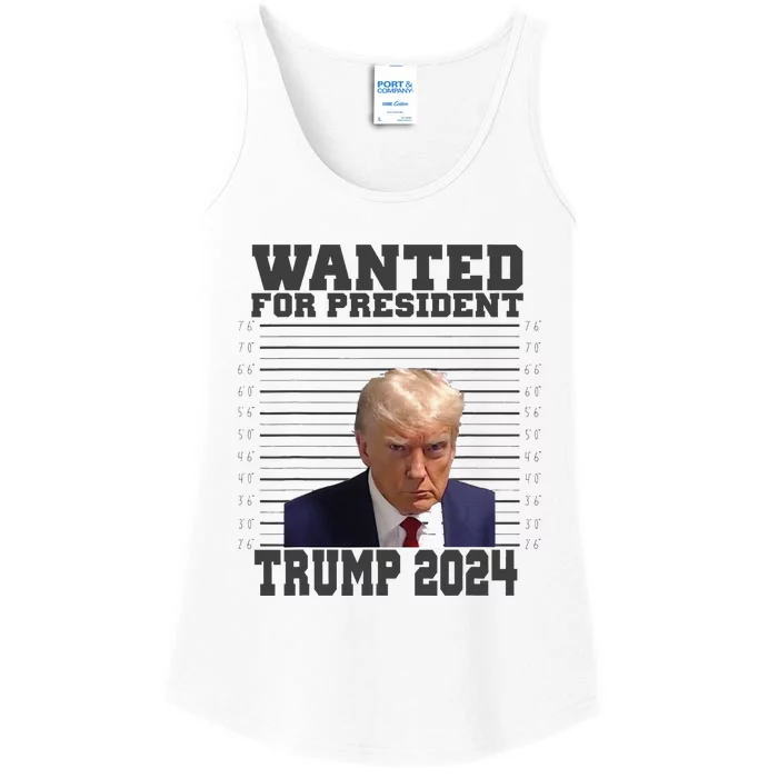 Wanted For President 2024 Trump Mugshot Trump Supporter Ladies Essential Tank