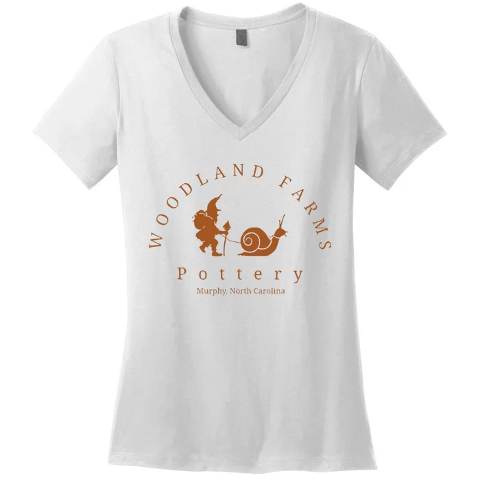 Woodland Farms Pottery New Tan Women's V-Neck T-Shirt