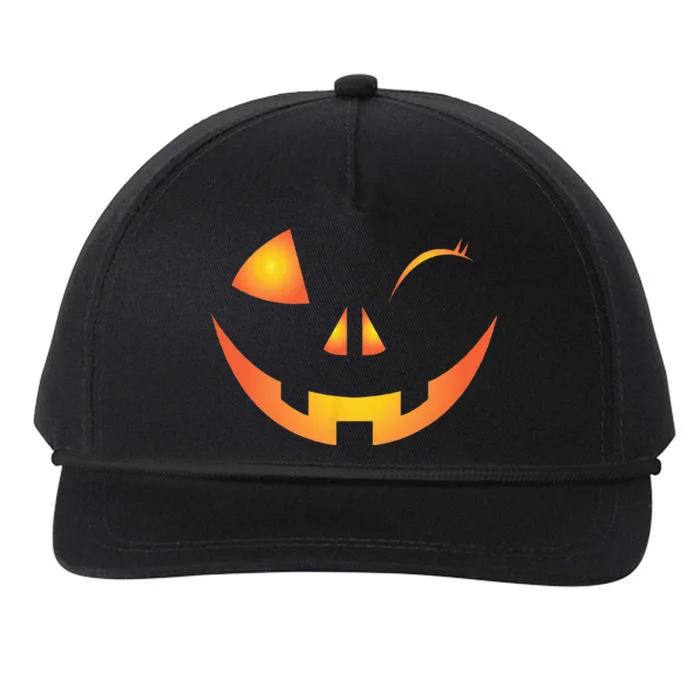 Wink Face Pumpkin Jack O Lantern Costume Cool Halloween Gift Snapback Five-Panel Rope Hat