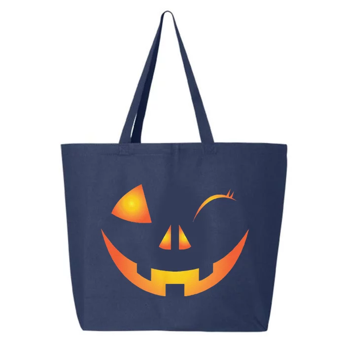 Wink Face Pumpkin Jack O Lantern Costume Cool Halloween Gift 25L Jumbo Tote