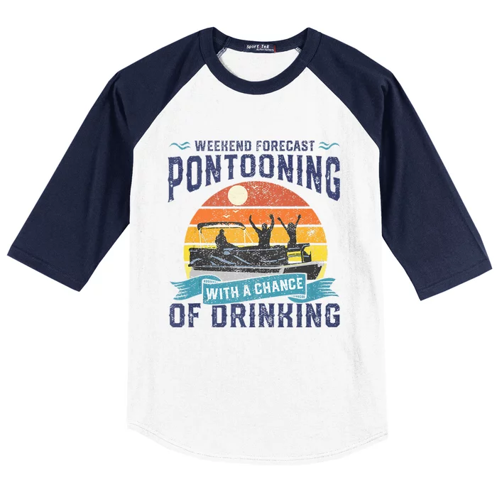 Weekend Forecast Pontooning Drinking Pontoon Boating Baseball Sleeve Shirt