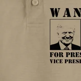 Wanted For President & Vice President 2024 Trump Vance Maga Dry Zone Grid Performance Polo