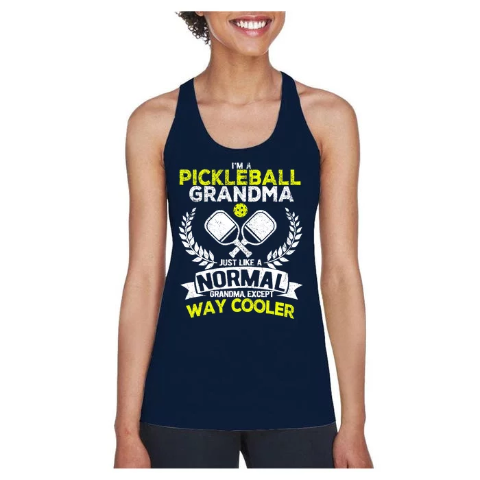 Wo Funny Pickleball Paddle Pickleball Grandma Retro Vintage Women's Racerback Tank