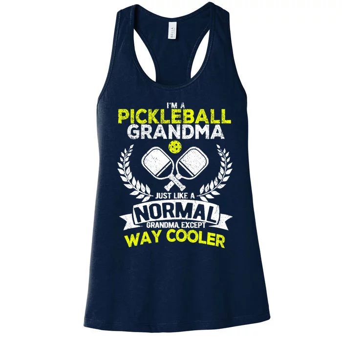 Wo Funny Pickleball Paddle Pickleball Grandma Retro Vintage Women's Racerback Tank