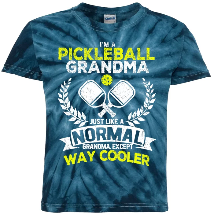 Wo Funny Pickleball Paddle Pickleball Grandma Retro Vintage Kids Tie-Dye T-Shirt