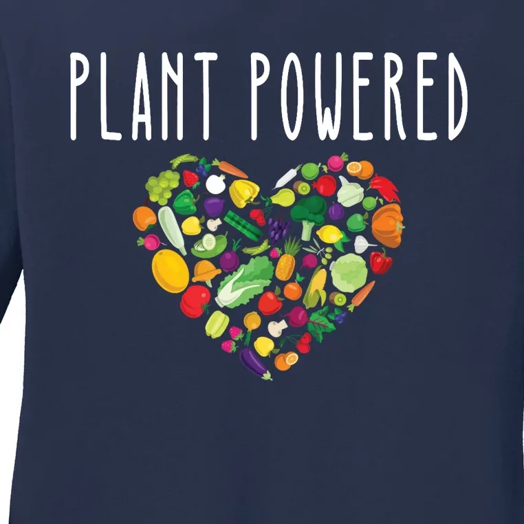 Whole Food Plant Based Lifestyle WFPB Vegan Powered Veggie Ladies Long Sleeve Shirt