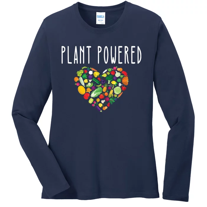 Whole Food Plant Based Lifestyle WFPB Vegan Powered Veggie Ladies Long Sleeve Shirt