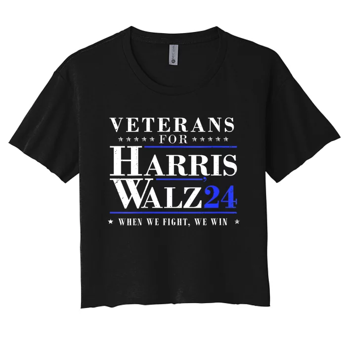 Waltz For President 2024 Veterans For Kamala Harris Tim Walz Gift Women's Crop Top Tee