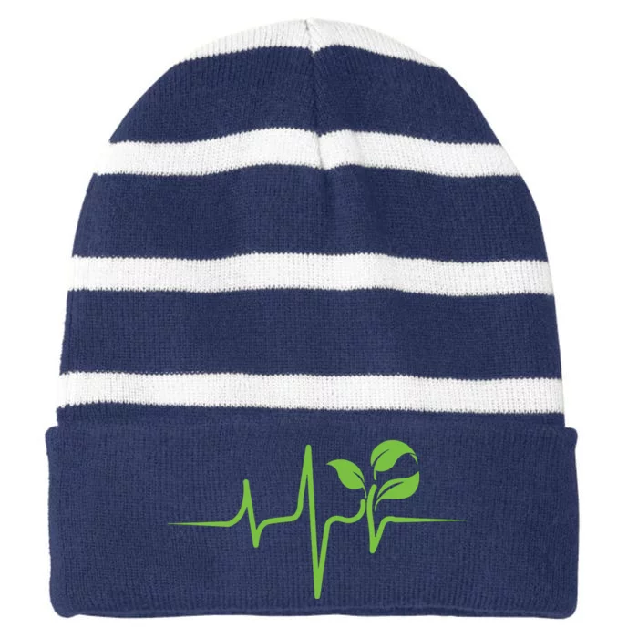 Whole Food Plant Based Vegan Wfpb Vegetarian Striped Beanie with Solid Band