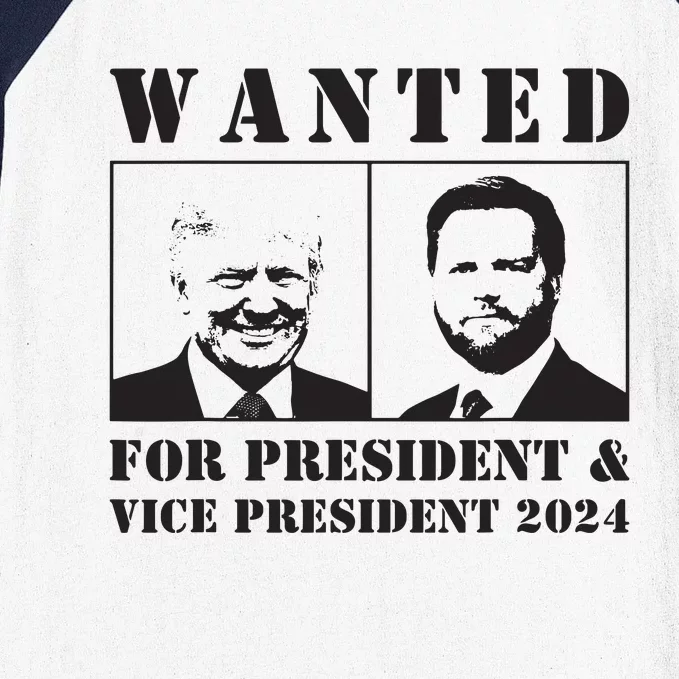 Wanted For President Vice President 2024 Trump Vance Maga Baseball Sleeve Shirt