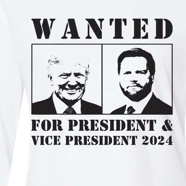 Wanted For President Vice President 2024 Trump Vance Maga Womens Cotton Relaxed Long Sleeve T-Shirt