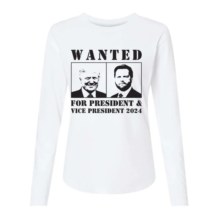 Wanted For President Vice President 2024 Trump Vance Maga Womens Cotton Relaxed Long Sleeve T-Shirt