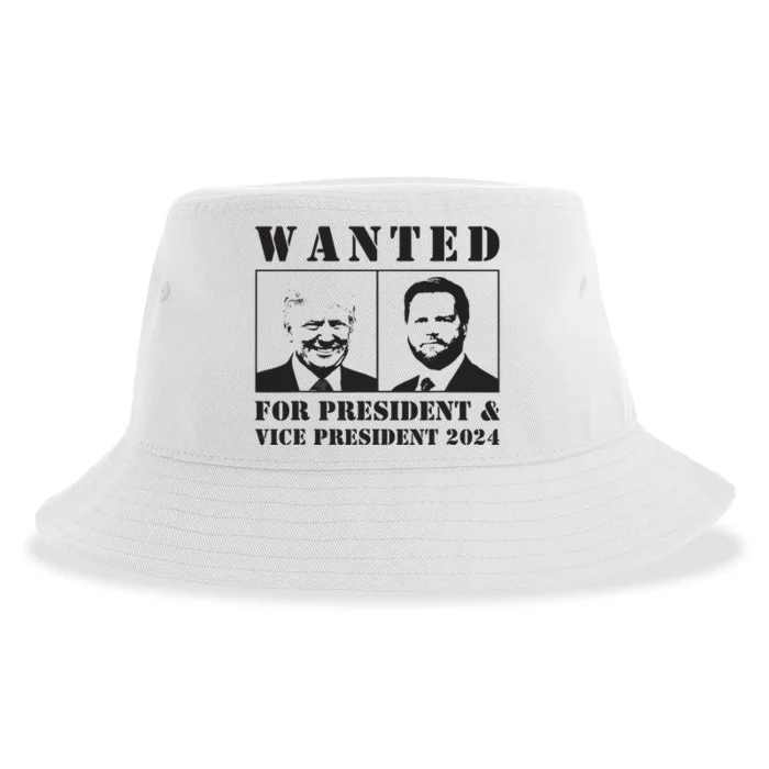 Wanted For President Vice President 2024 Trump Vance Maga Sustainable Bucket Hat