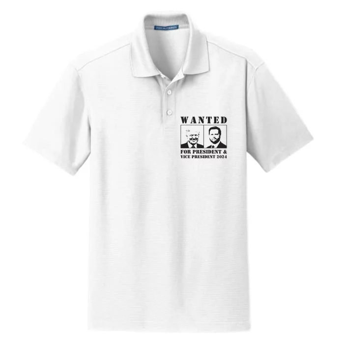 Wanted For President Vice President 2024 Trump Vance Maga Dry Zone Grid Performance Polo