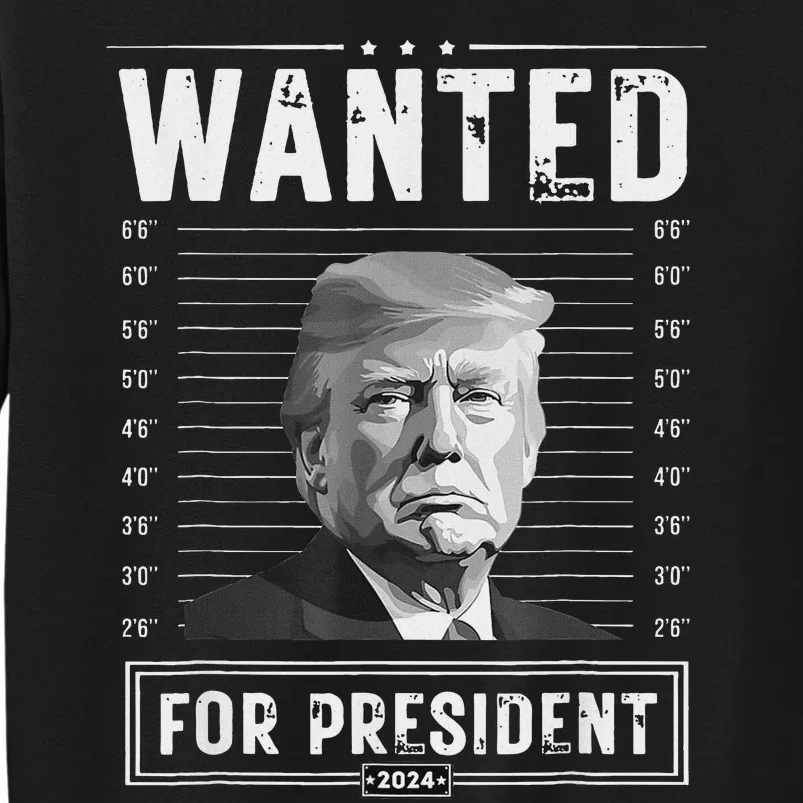 Wanted For President 2024 Donald Trump Never Surrender Tall Sweatshirt