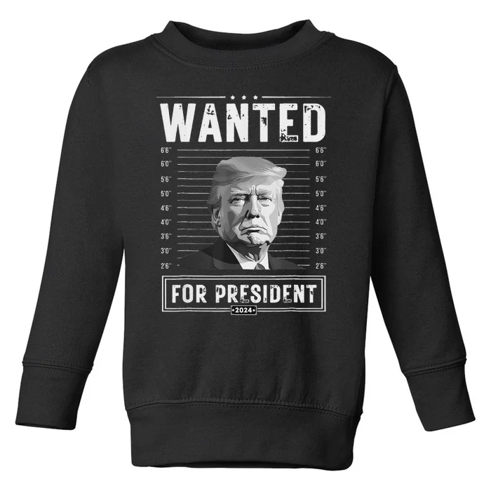 Wanted For President 2024 Donald Trump Never Surrender Toddler Sweatshirt