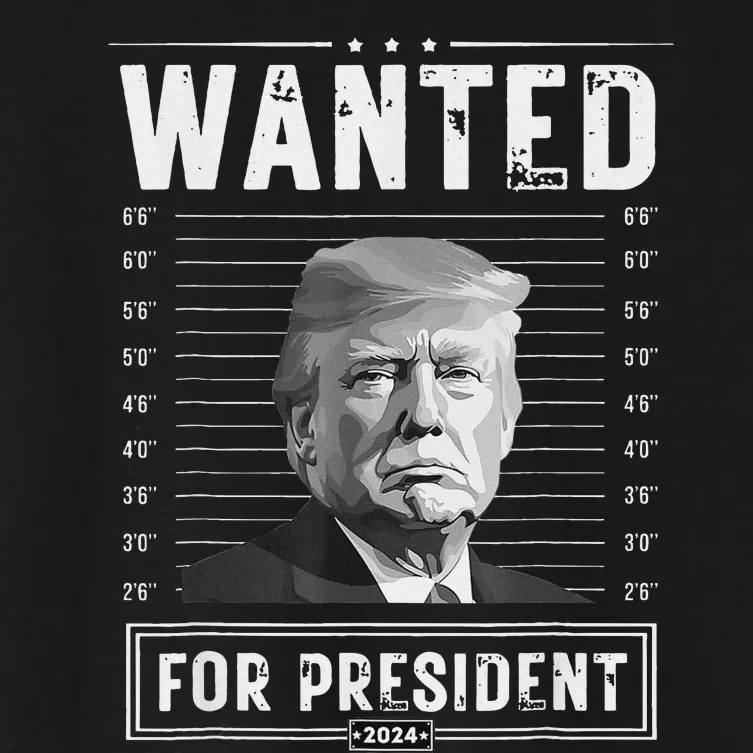 Wanted For President 2024 Donald Trump Never Surrender Women's Crop Top Tee