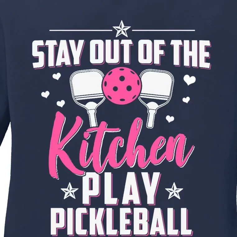 Wo Funny Pickleball Graphic For Wo Pickleball Player Ladies Long Sleeve Shirt