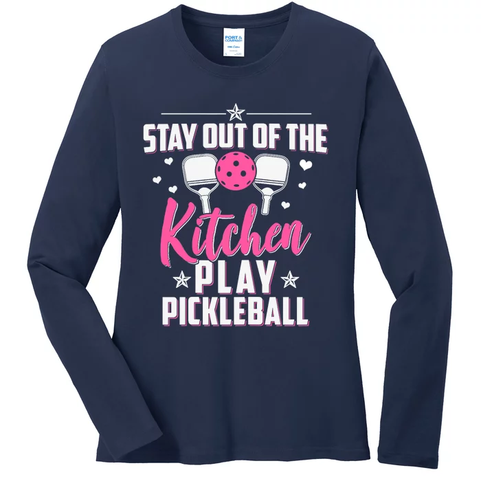 Wo Funny Pickleball Graphic For Wo Pickleball Player Ladies Long Sleeve Shirt