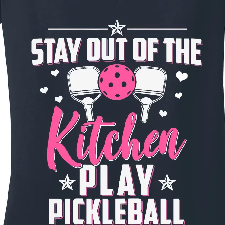 Wo Funny Pickleball Graphic For Wo Pickleball Player Women's V-Neck T-Shirt