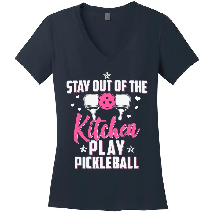 Wo Funny Pickleball Graphic For Wo Pickleball Player Women's V-Neck T-Shirt