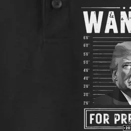 Wanted For President 2024 Donald Trump Never Surrender Dry Zone Grid Performance Polo