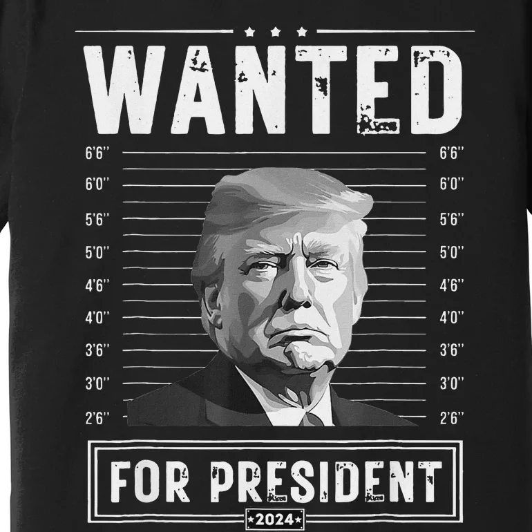 Wanted For President 2024 Donald Trump Never Surrender Premium T-Shirt