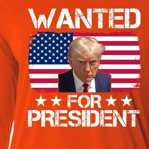 Wanted For President Donald Trump USA Election Cooling Performance Long Sleeve Crew