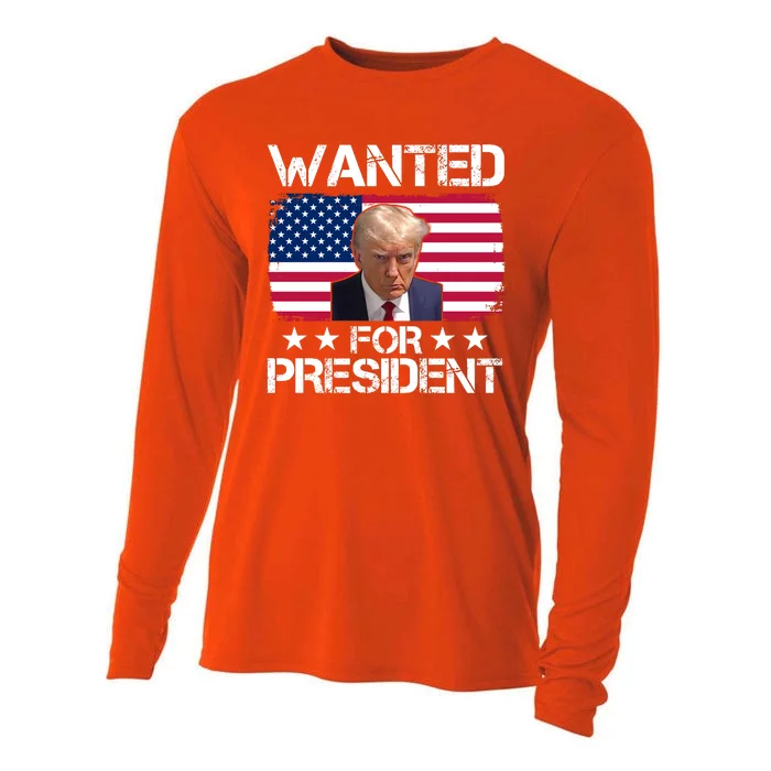 Wanted For President Donald Trump USA Election Cooling Performance Long Sleeve Crew